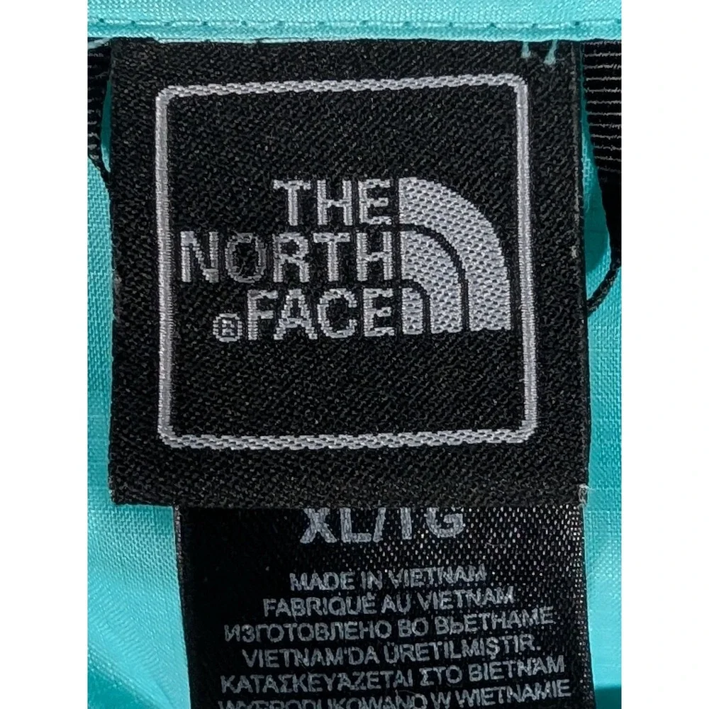 The North Face Womens XL Cyan Blue Hooded Windbreaker Jacket Full Zip Shell